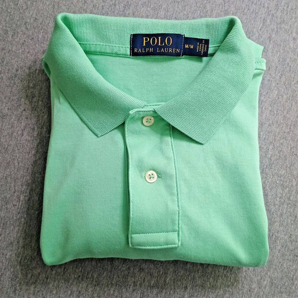Polo Ralph Lauren Polo Mens M LimeGreen Short Sleeve Shirt Pink Pony Preppy Soft